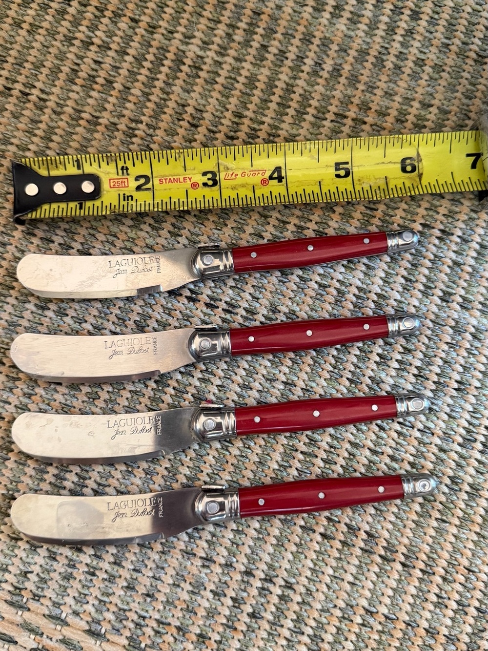 Laguiole Red Handle Spreader Knives - Set of 4